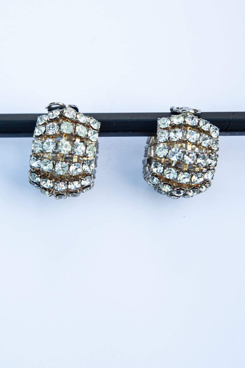Vintage 1960s Chunky Crystal Hoop Earrings