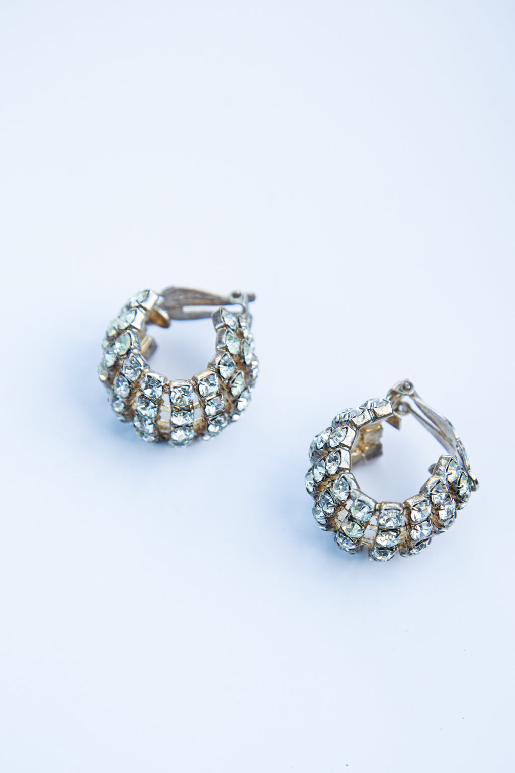 Vintage 1960s Chunky Crystal Hoop Earrings