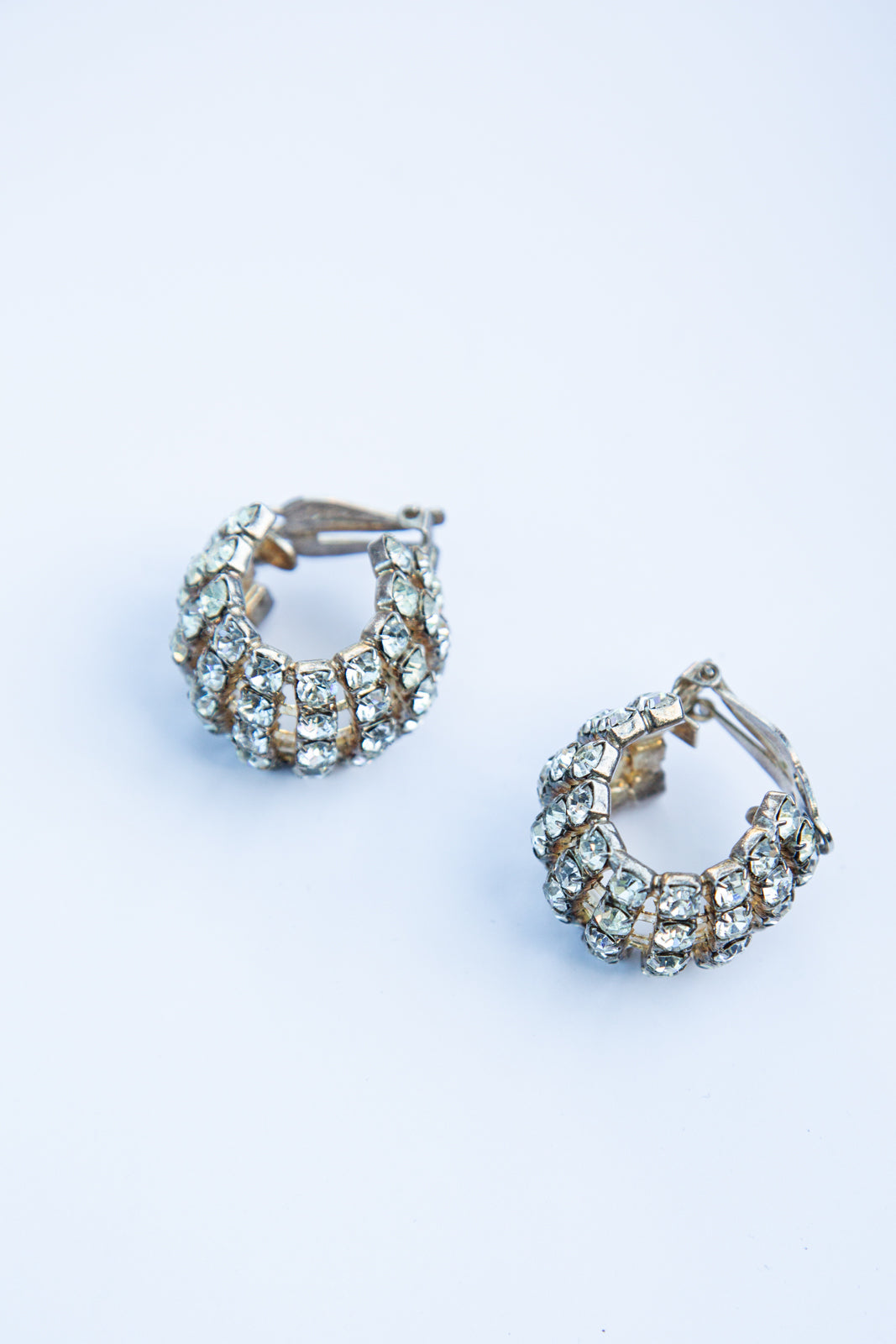 Vintage 1960s Chunky Crystal Hoop Earrings