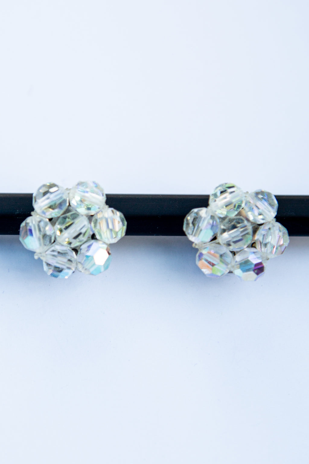 Vintage 1960s Iridescent Crystal Bead Earrings