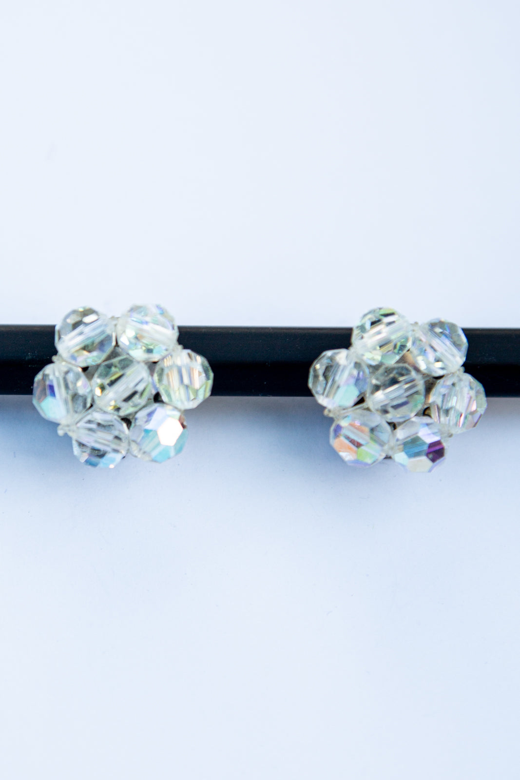 Vintage 1960s Iridescent Crystal Bead Earrings