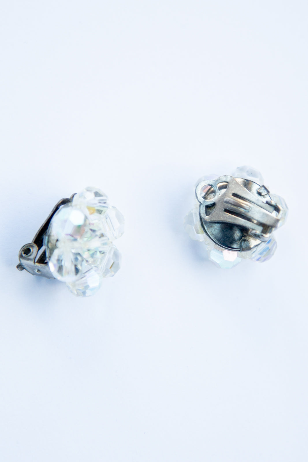 Vintage 1960s Iridescent Crystal Bead Earrings