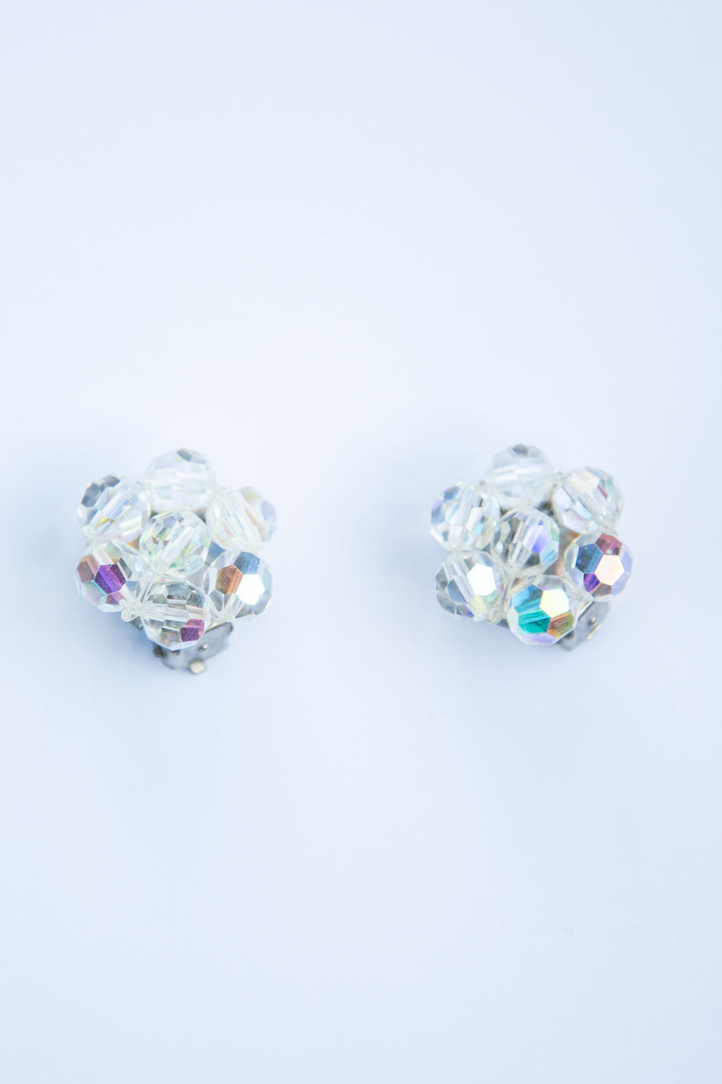 Vintage 1960s Iridescent Crystal Bead Earrings