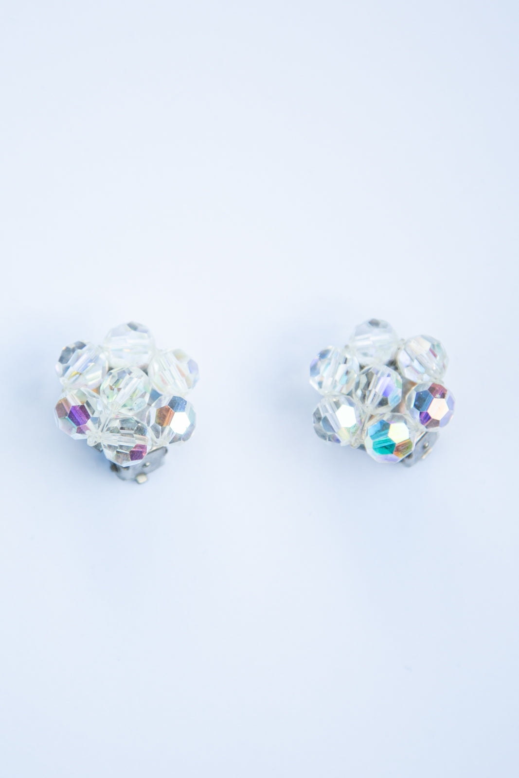 Vintage 1960s Iridescent Crystal Bead Earrings