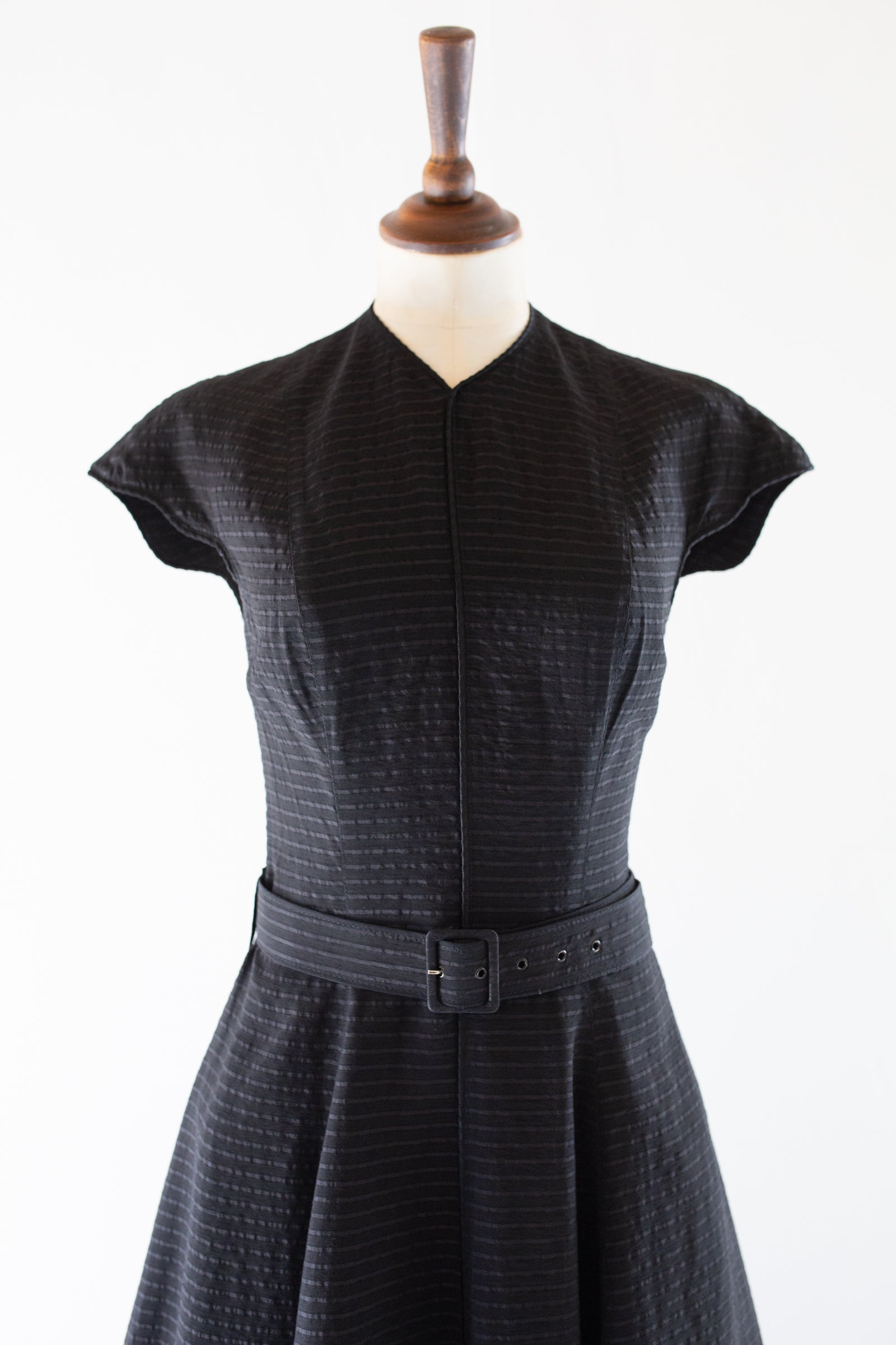 Vintage 1980s Black Rayon Midi Dress