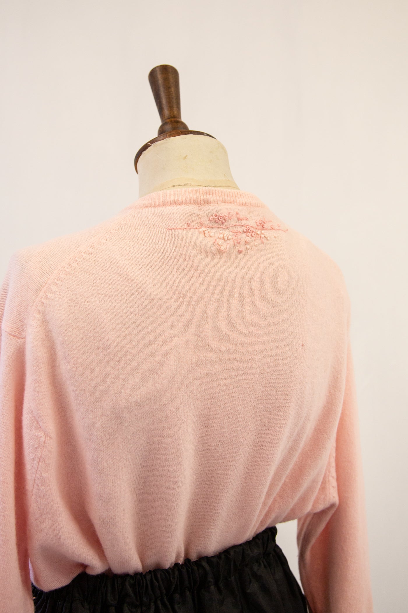 Vintage 1960s Pink Embroidered Cardigan