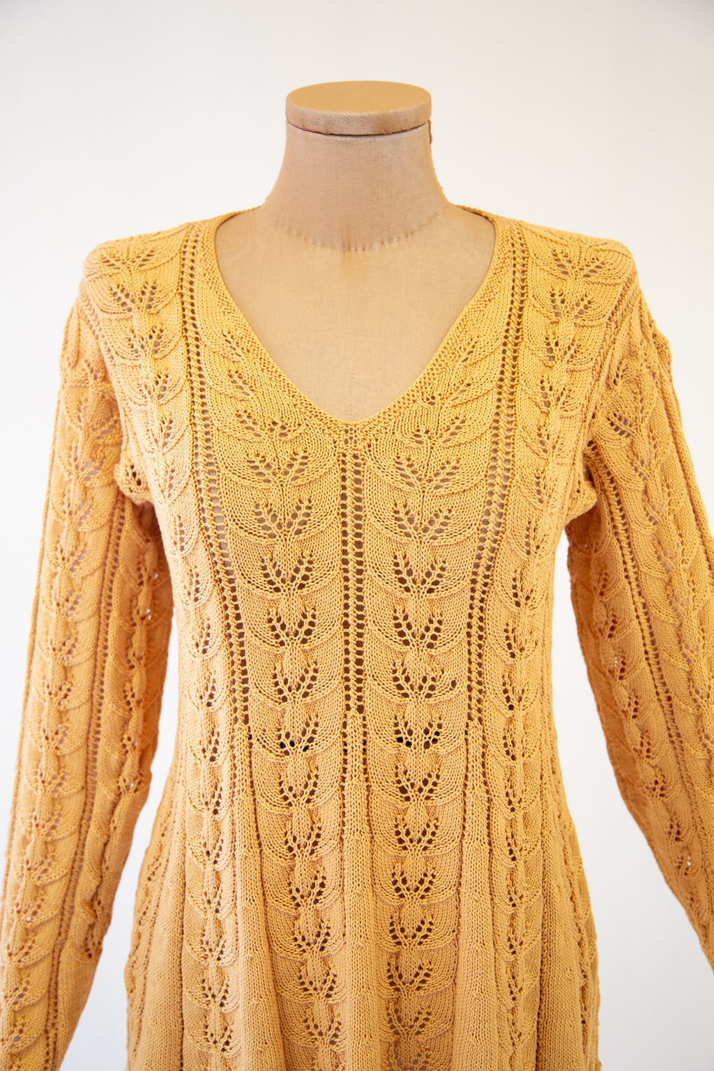 Vintage 1970s Golden Hand Knitted Tunic Top