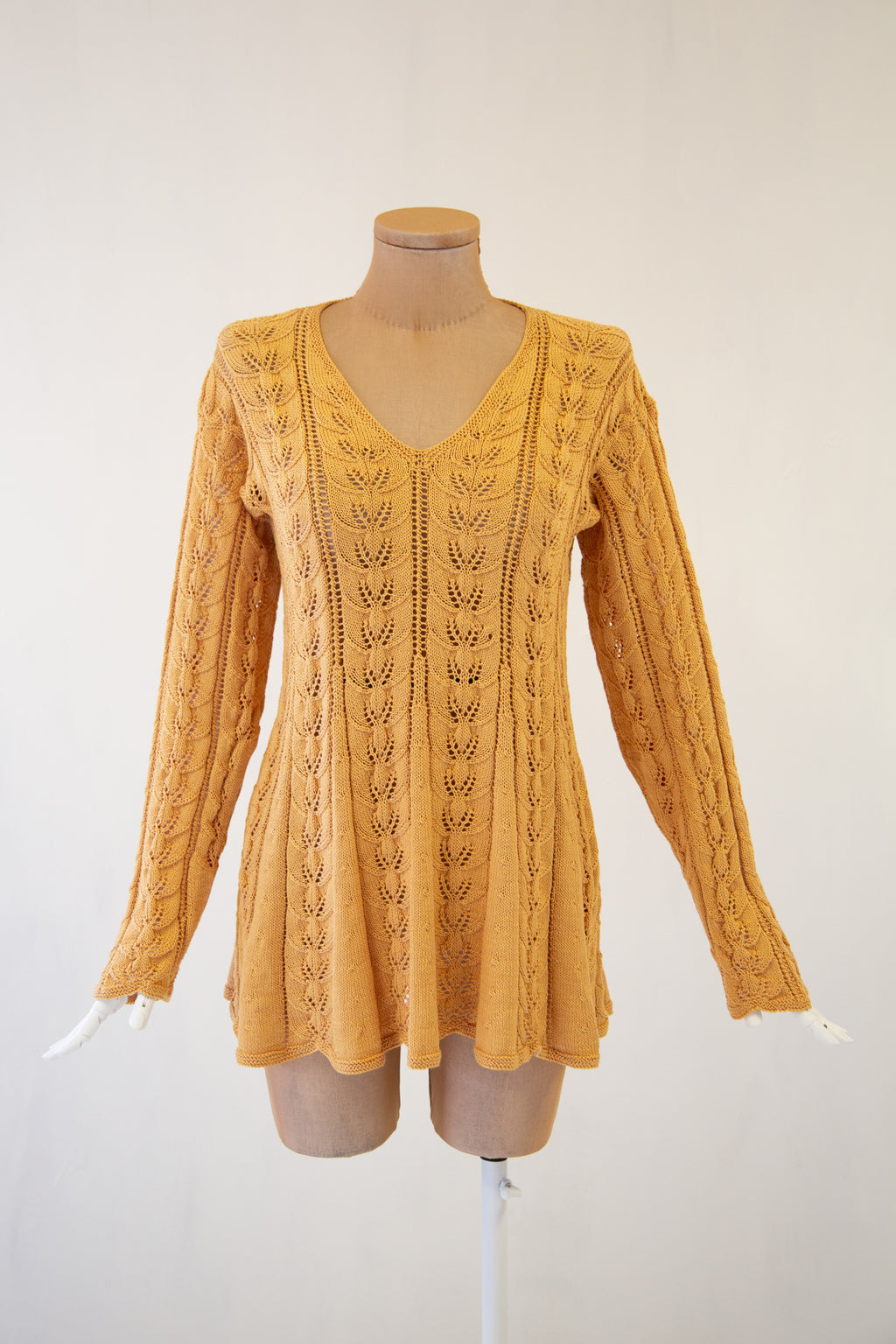 Vintage 1970s Golden Hand Knitted Tunic Top