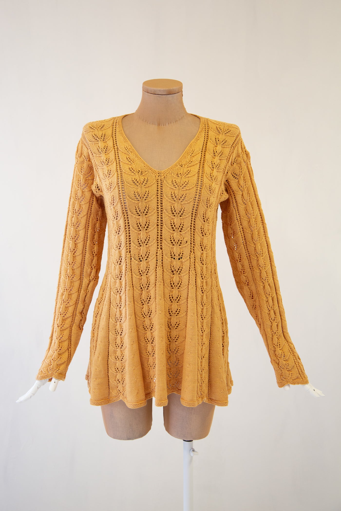 Vintage 1970s Golden Hand Knitted Tunic Top