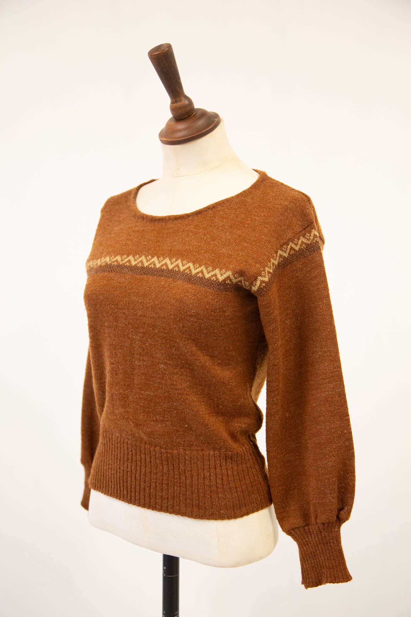 Vintage 1970s Brown Wool Sweater / S