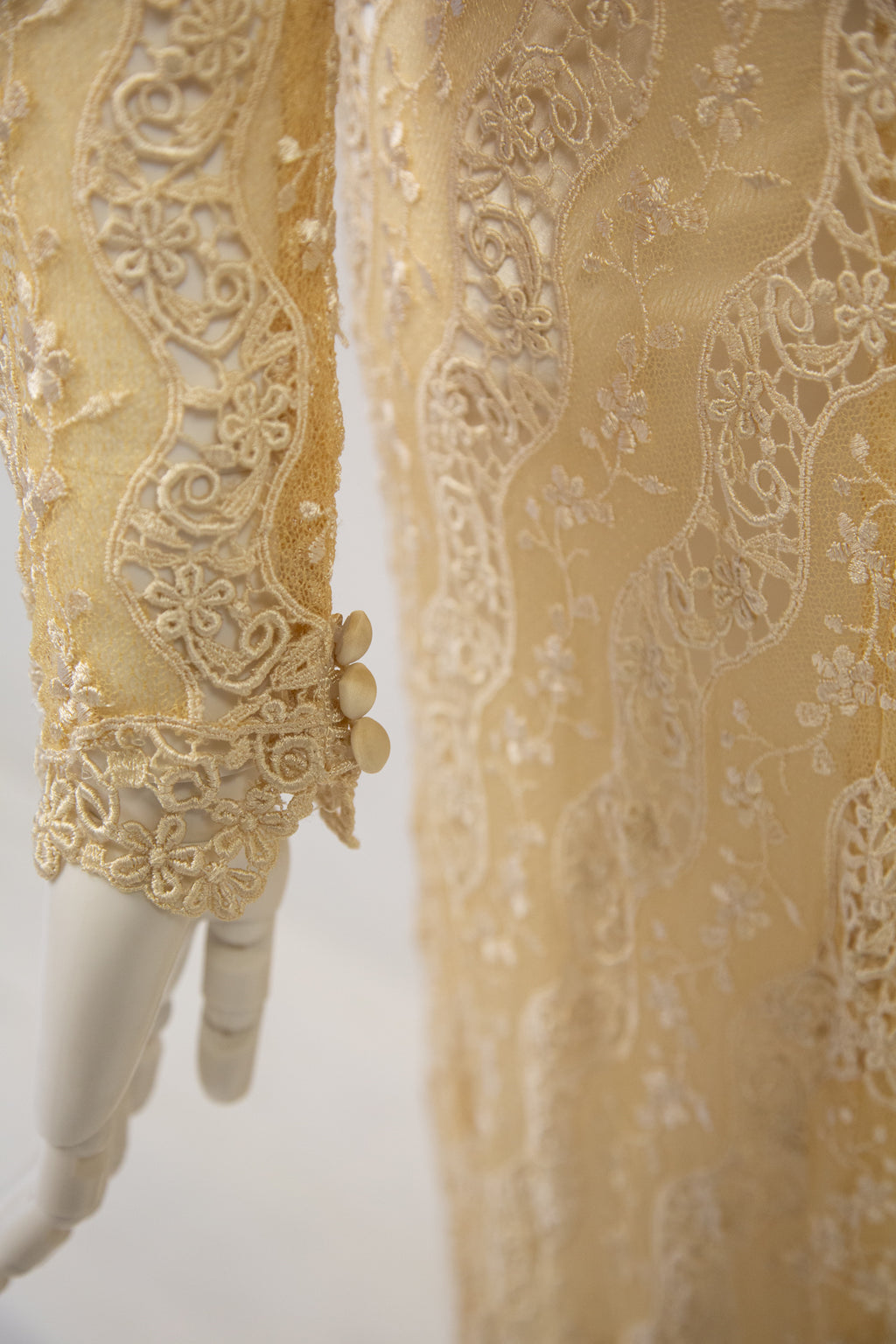 Vintage 1970s Cream Lace Over Dress
