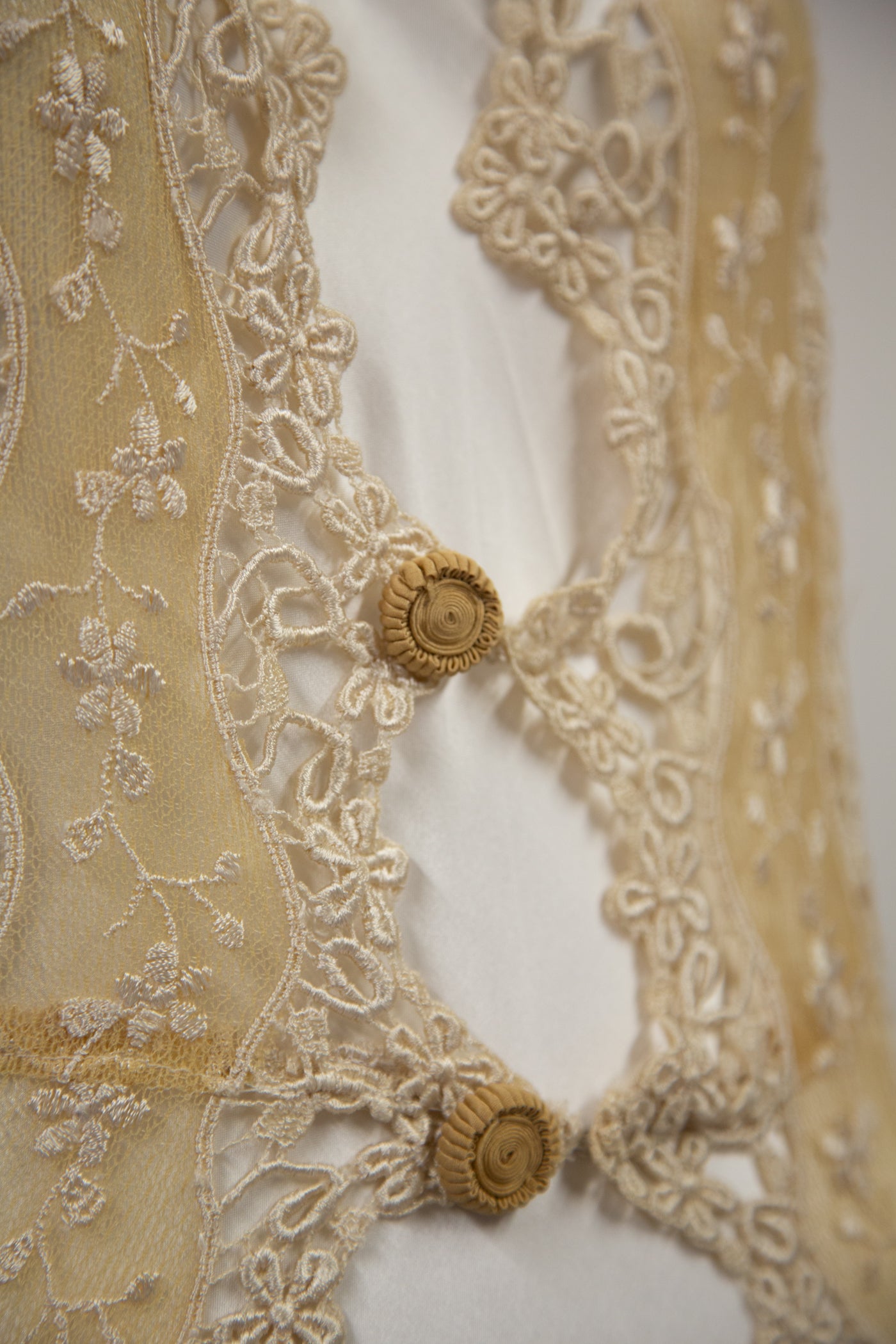 Vintage 1970s Cream Lace Over Dress