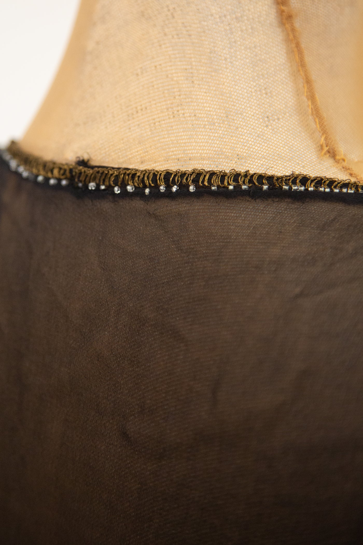 Vintage 1920s Black Beaded Chiffon Tunic Top