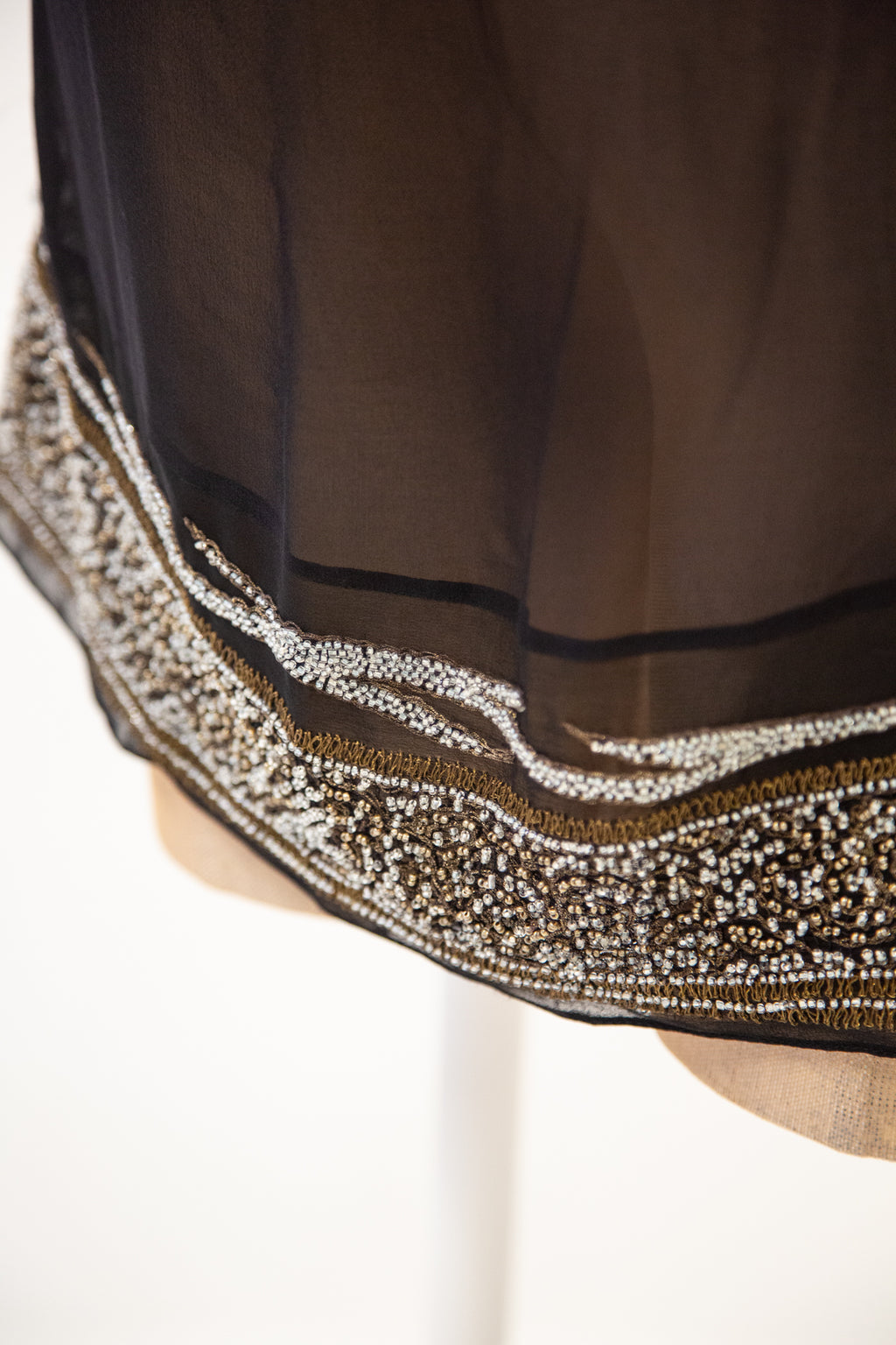 Vintage 1920s Black Beaded Chiffon Tunic Top