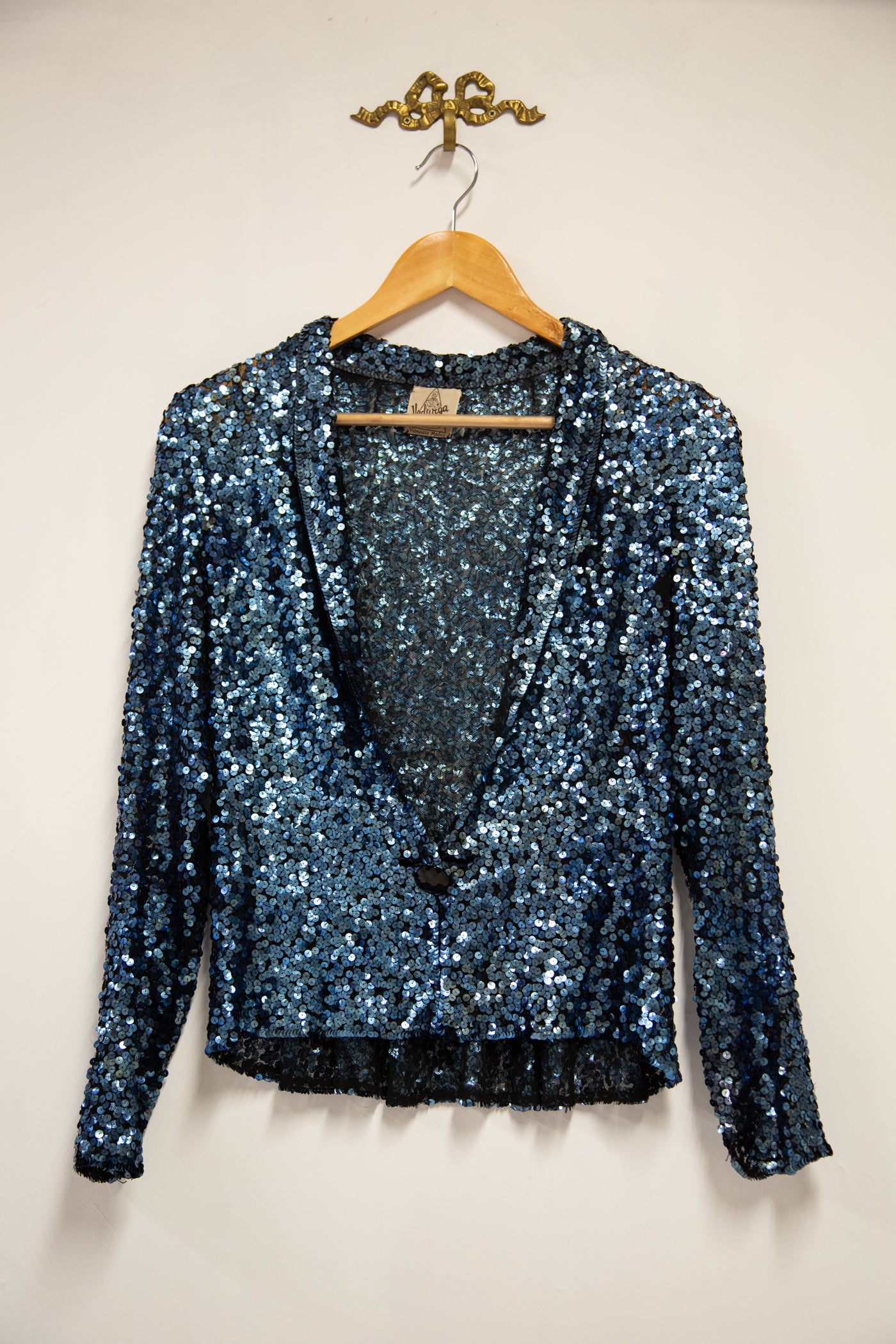 Vintage 1930s Blue Sequin Evening Jacket / S
