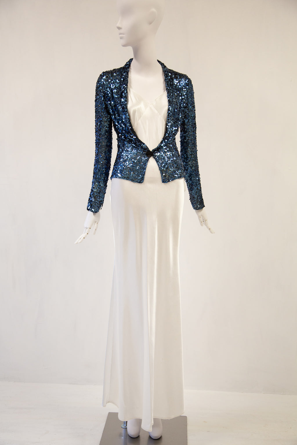 Vintage 1930s Blue Sequin Evening Jacket / S