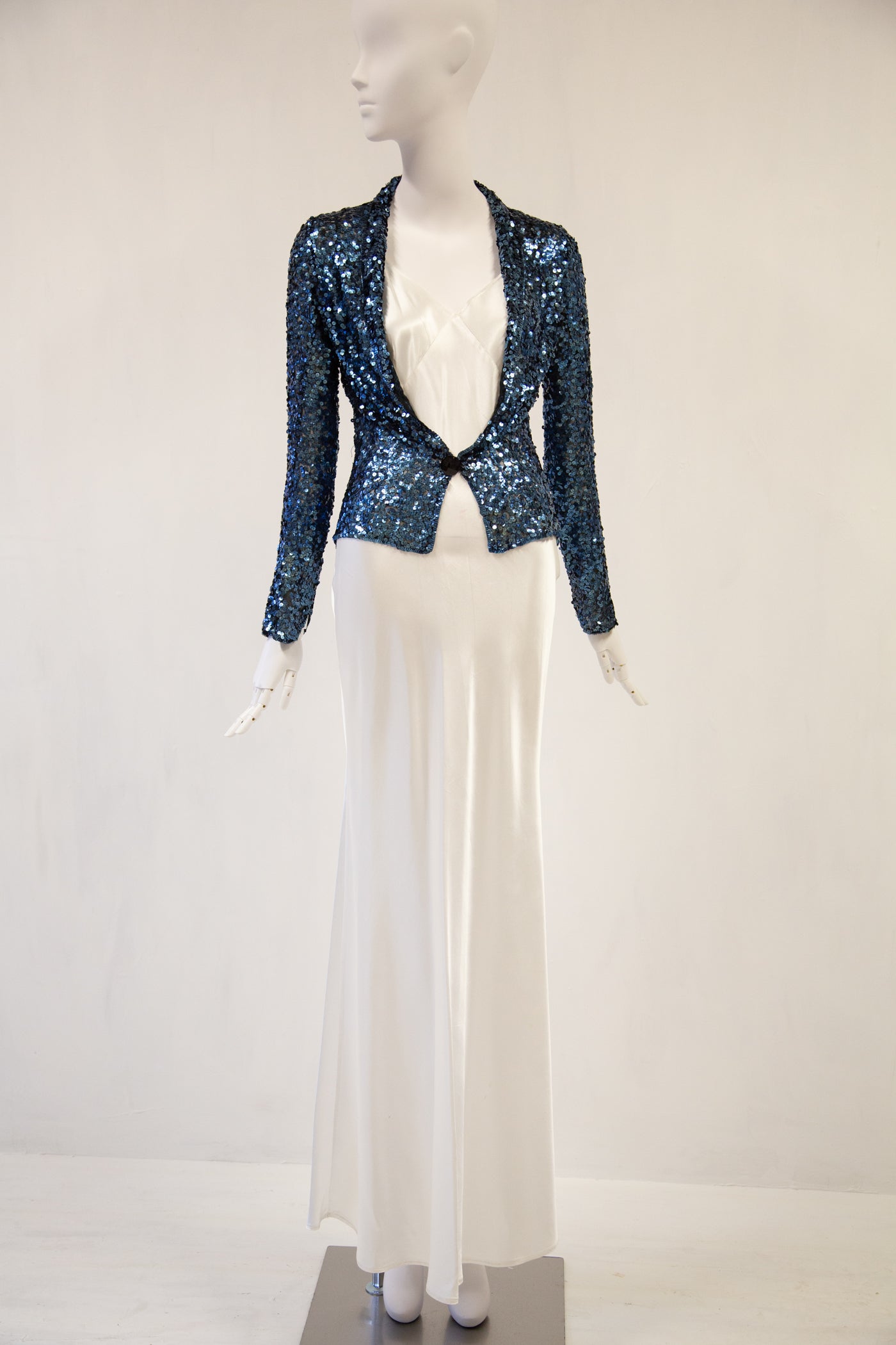 Vintage 1930s Blue Sequin Evening Jacket / S