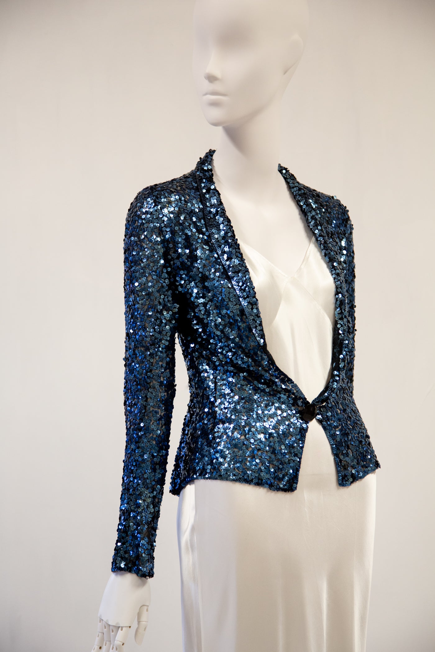 Vintage 1930s Blue Sequin Evening Jacket / S
