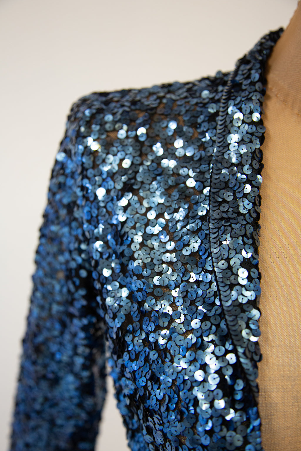 Vintage 1930s Blue Sequin Evening Jacket / S