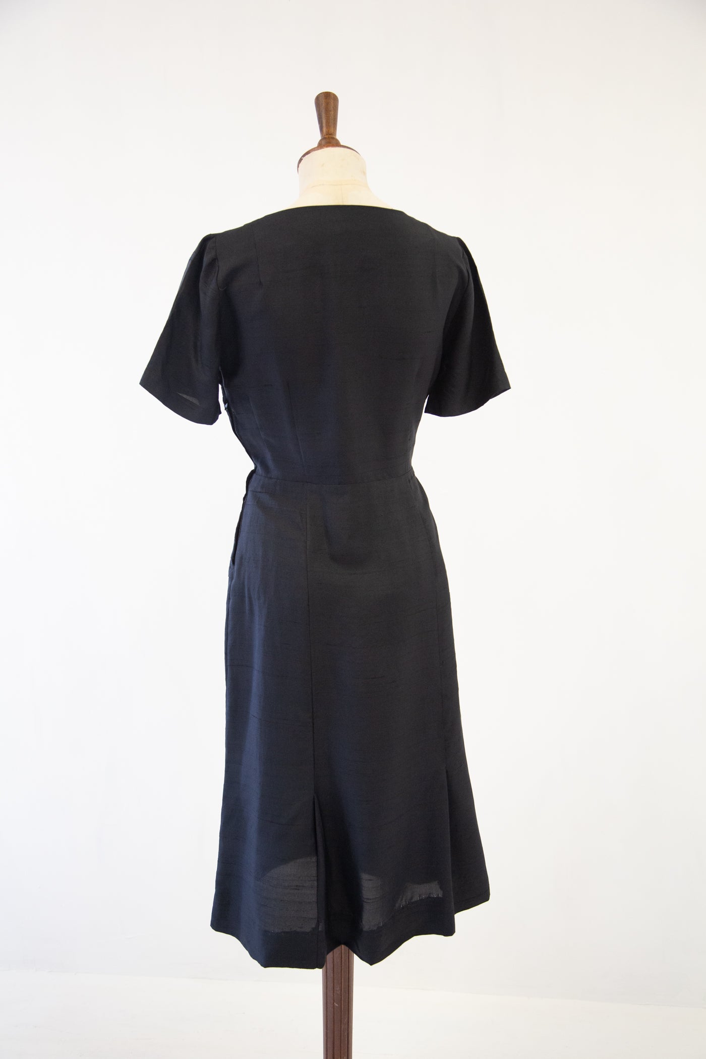 Vintage 1940s Black Silk Dress