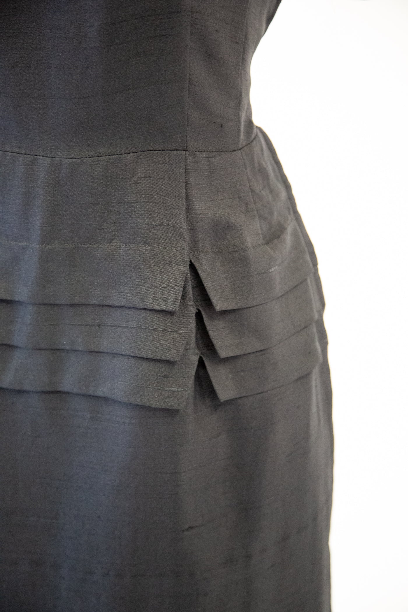Vintage 1940s Black Silk Dress