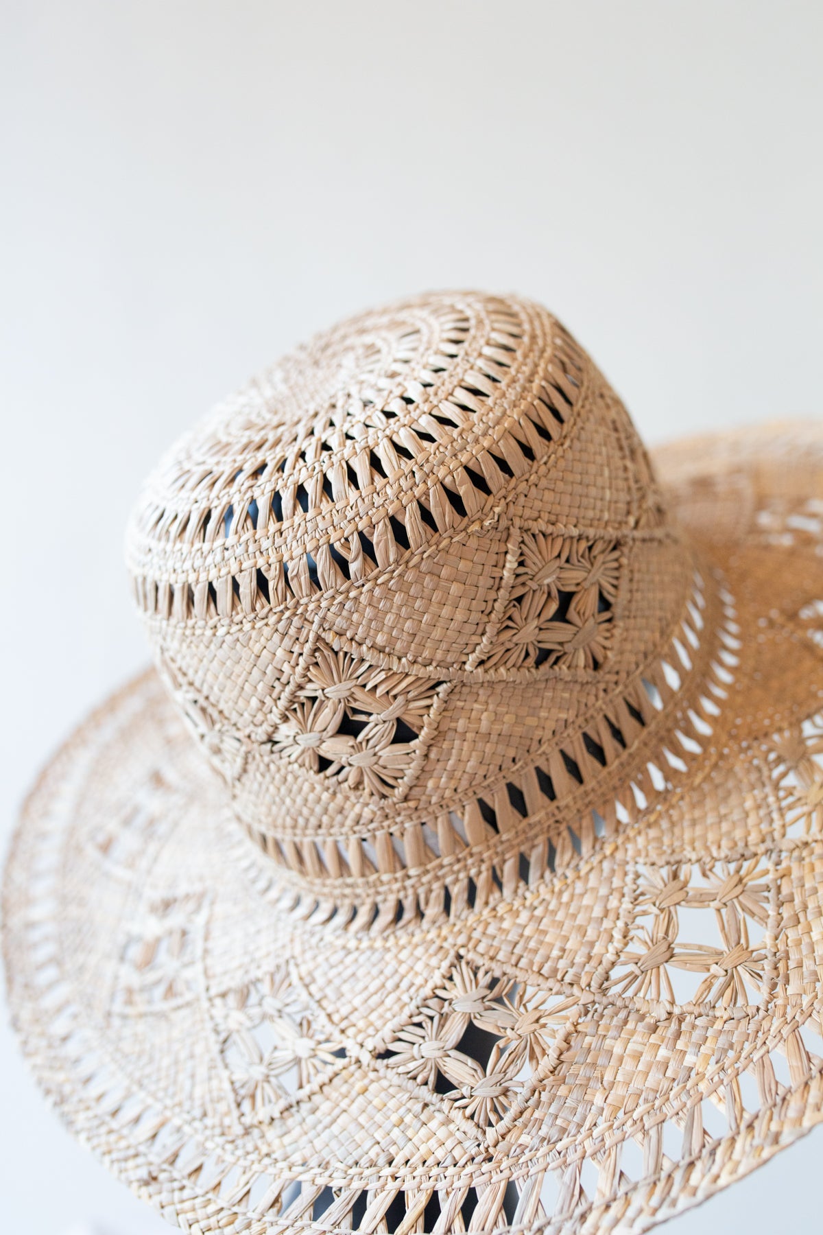 Vintage 1980s Brown Decorative Straw Hat