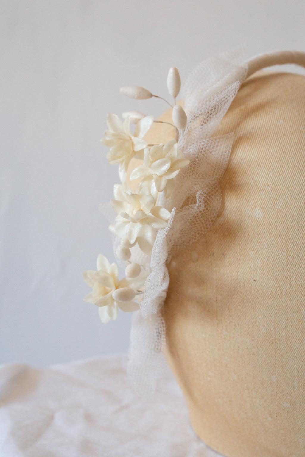 antique 1920s wax flower hair band