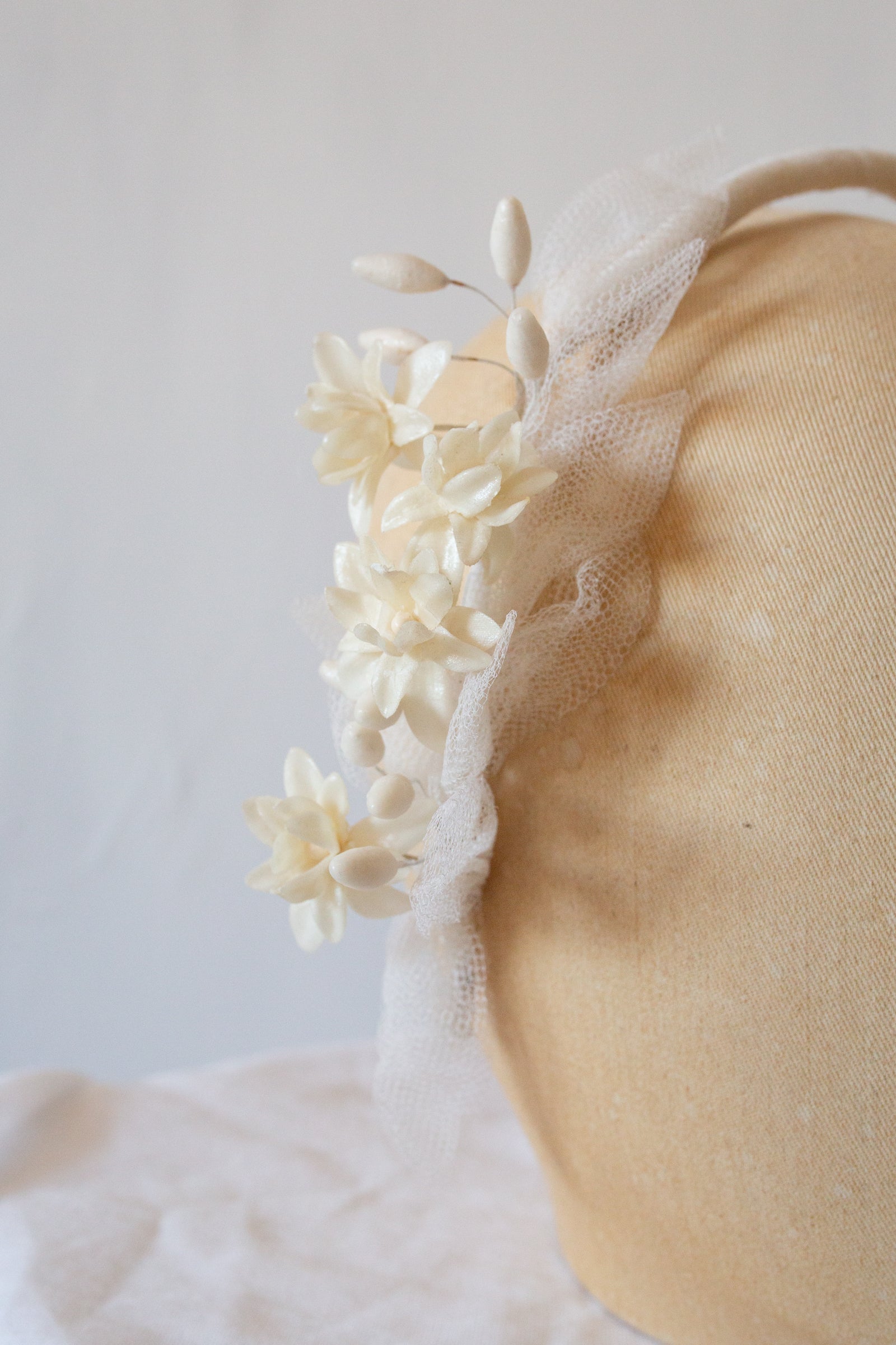 antique 1920s wax flower hair band