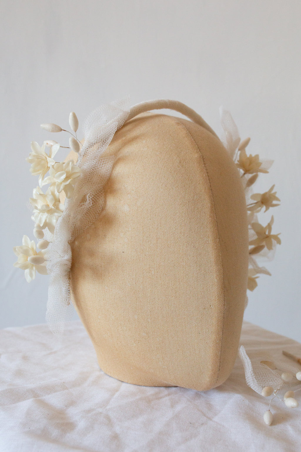 antique 1920s wax flower hair band