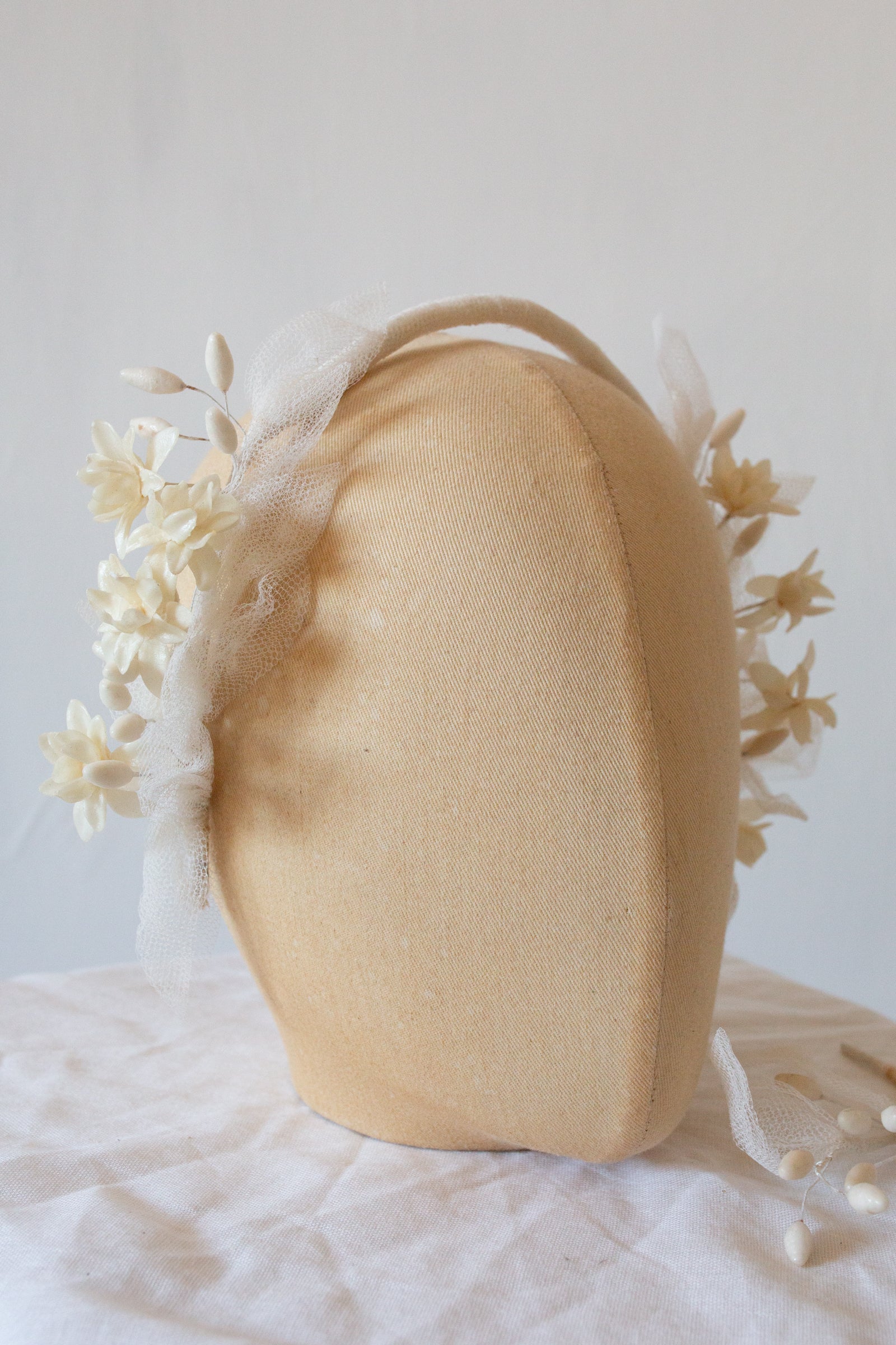 antique 1920s wax flower hair band