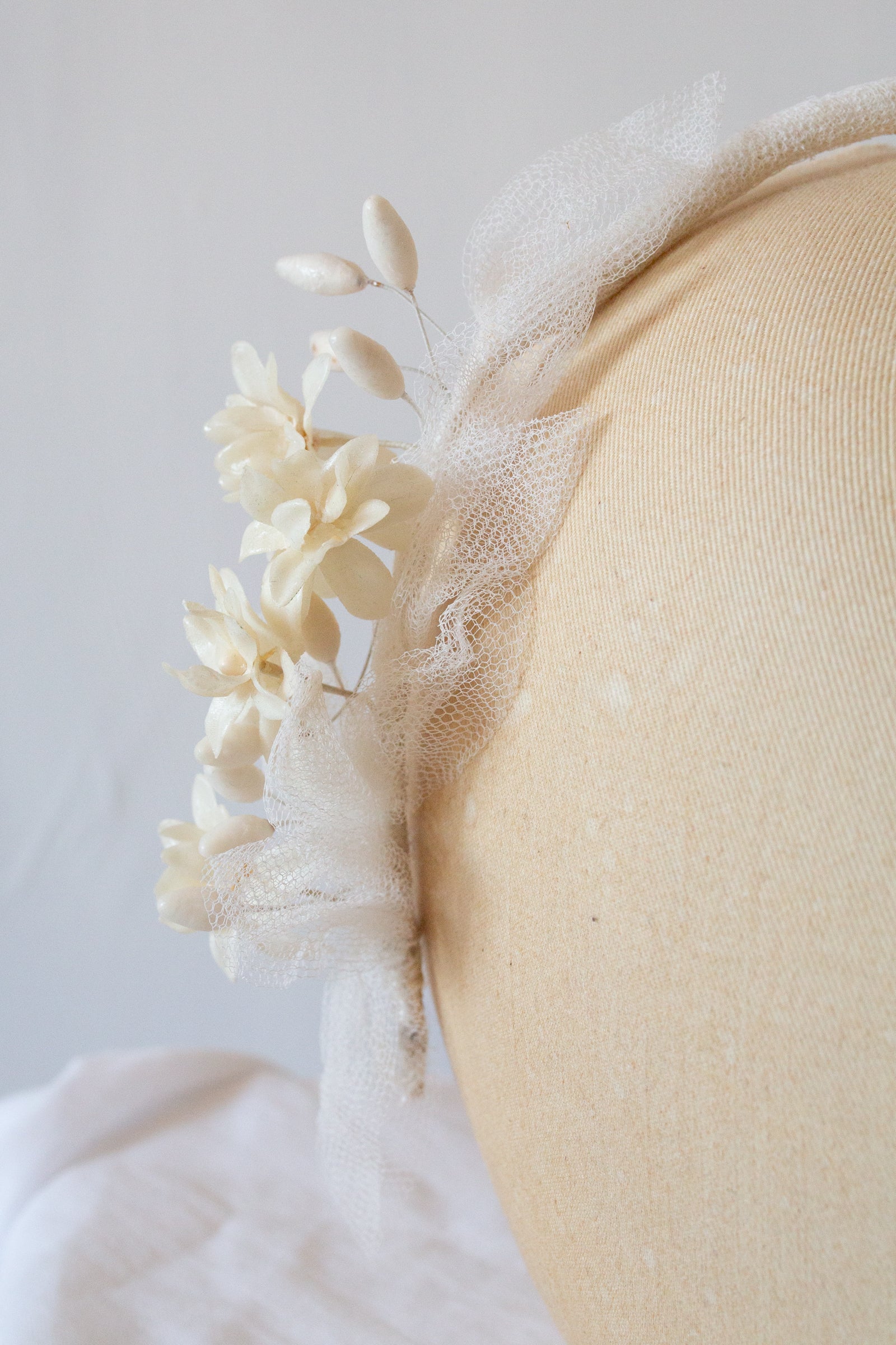 antique 1920s wax flower hair band