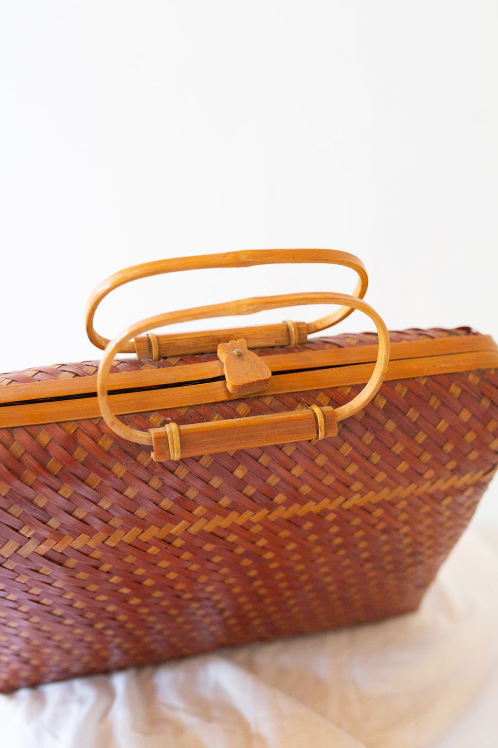 Vintage 1950s Lacquered Rattan Hand Bag