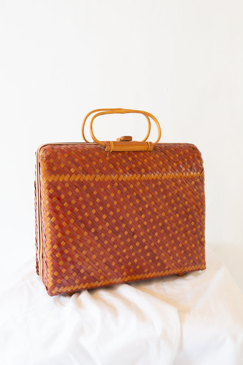 Vintage 1950s Lacquered Rattan Hand Bag