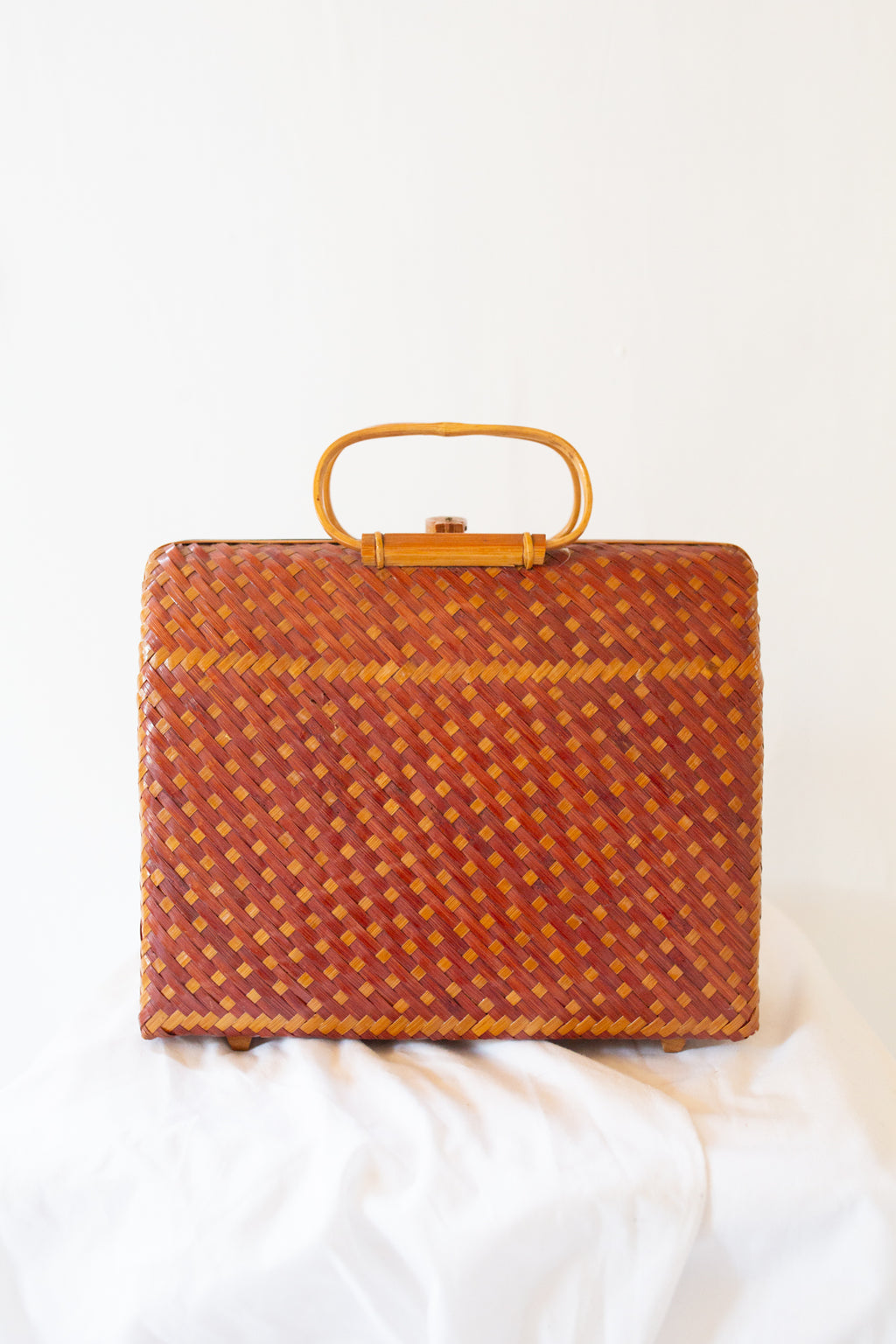 Vintage 1950s Lacquered Rattan Hand Bag