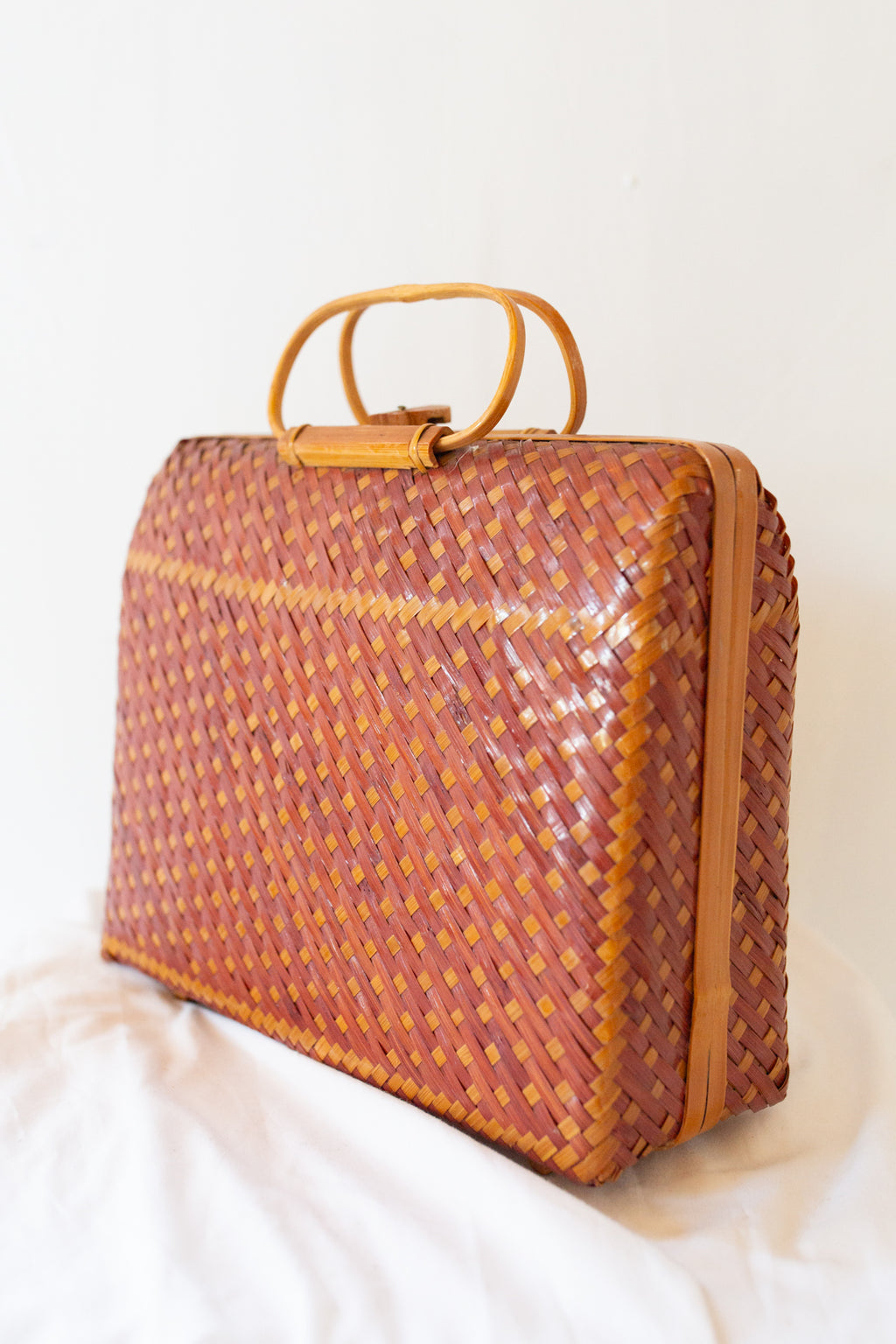 Vintage 1950s Lacquered Rattan Hand Bag