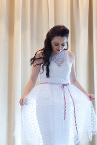 Judy - Hourglass Polkadot Illusion Tulle Short Wedding Dress