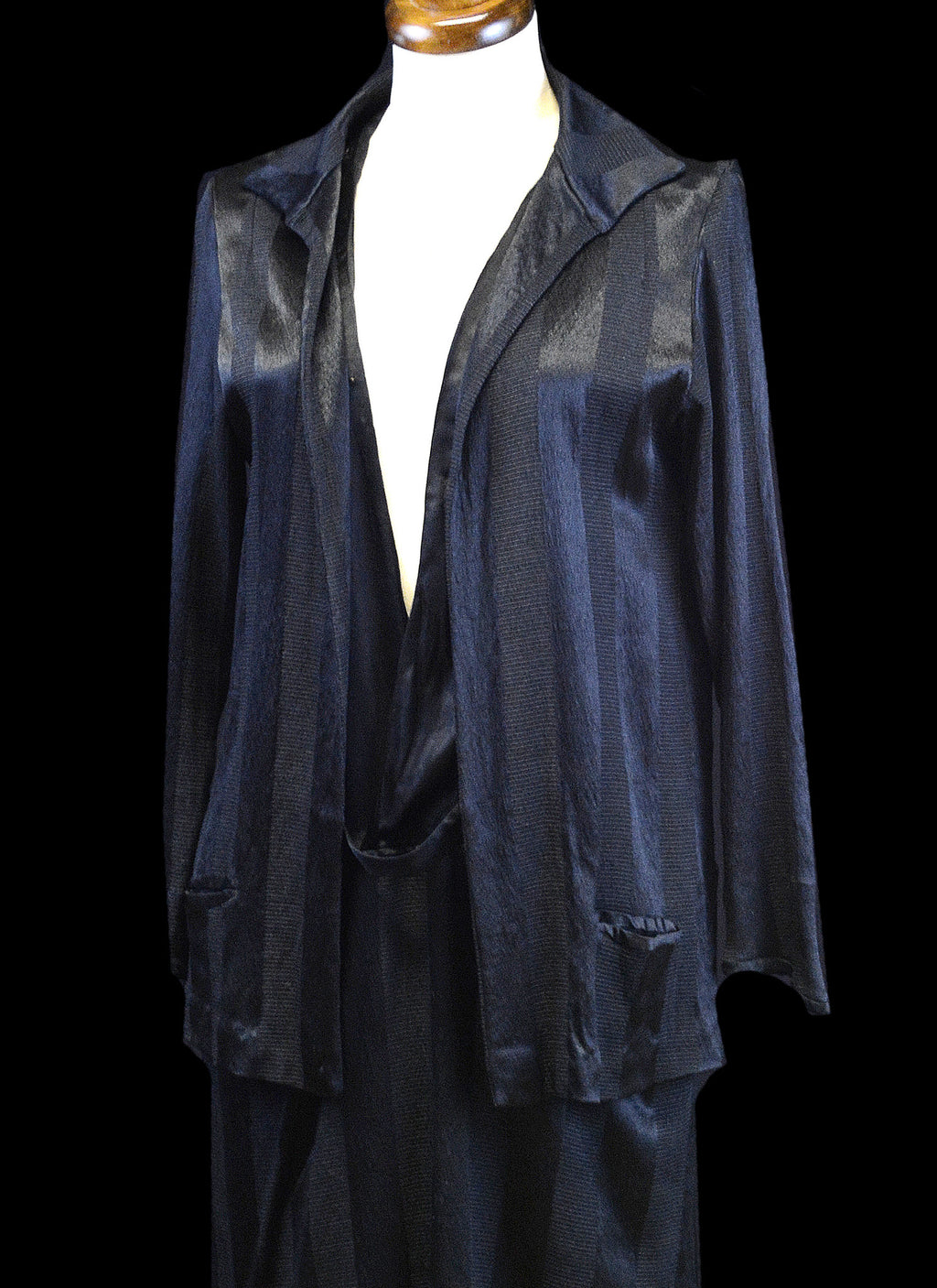 Vintage 1920s Black Crepe Satin Dress