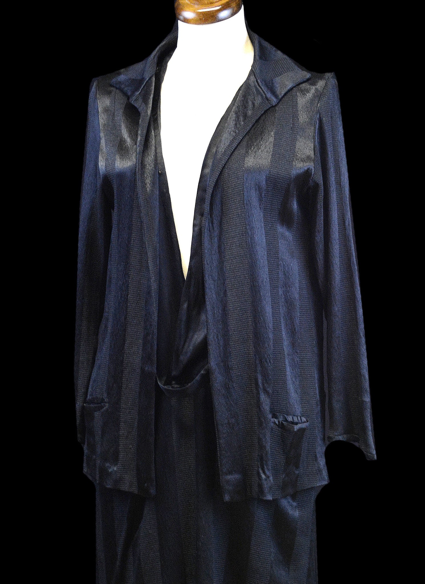 Vintage 1920s Black Crepe Satin Dress