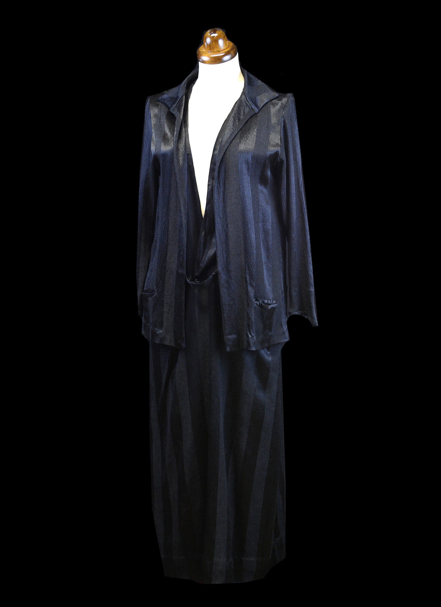 Vintage 1920s Black Crepe Satin Dress