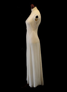 Vintage 1930s Silk Chiffon Chevron Art Deco Dress
