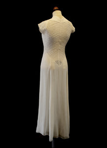 Vintage 1930s Silk Chiffon Chevron Art Deco Dress