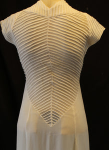 Vintage 1930s Silk Chiffon Chevron Art Deco Dress