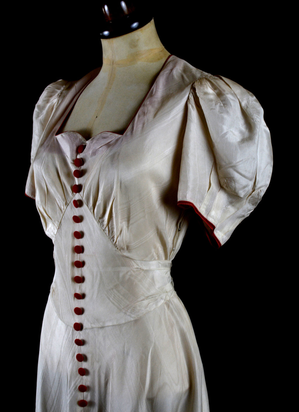 Vintage 1930s Red and Ivory Bias Gown