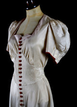 Vintage 1930s Red and Ivory Bias Gown