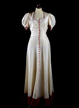 Vintage 1930s Red and Ivory Bias Gown