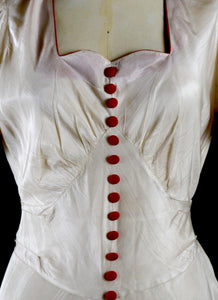 Vintage 1930s Red and Ivory Bias Gown