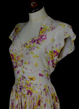 Vintage 1930s Pink Floral Rayon Tea Gown