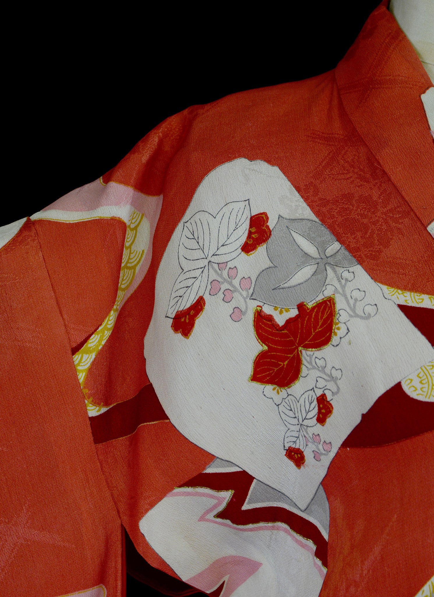 Vintage 1930s Coral Red Silk Kimono
