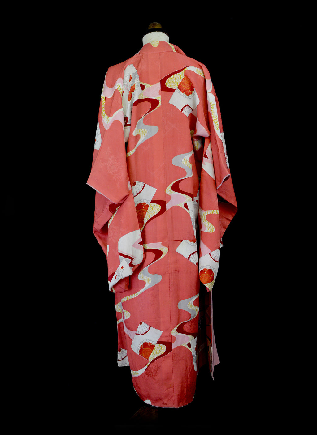 Vintage 1930s Coral Red Silk Kimono