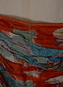 Vintage 1930s Orange Printed Silk Dress